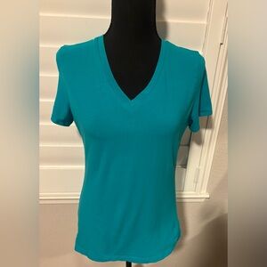 Calvin Klein Turquoise V-Neck Short Sleeve Top